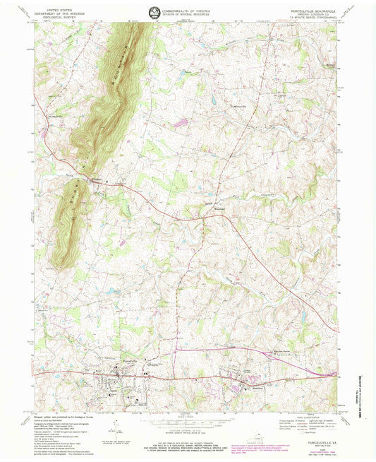 Classic USGS Purcellville Virginia 7.5'x7.5' Topo Map Image