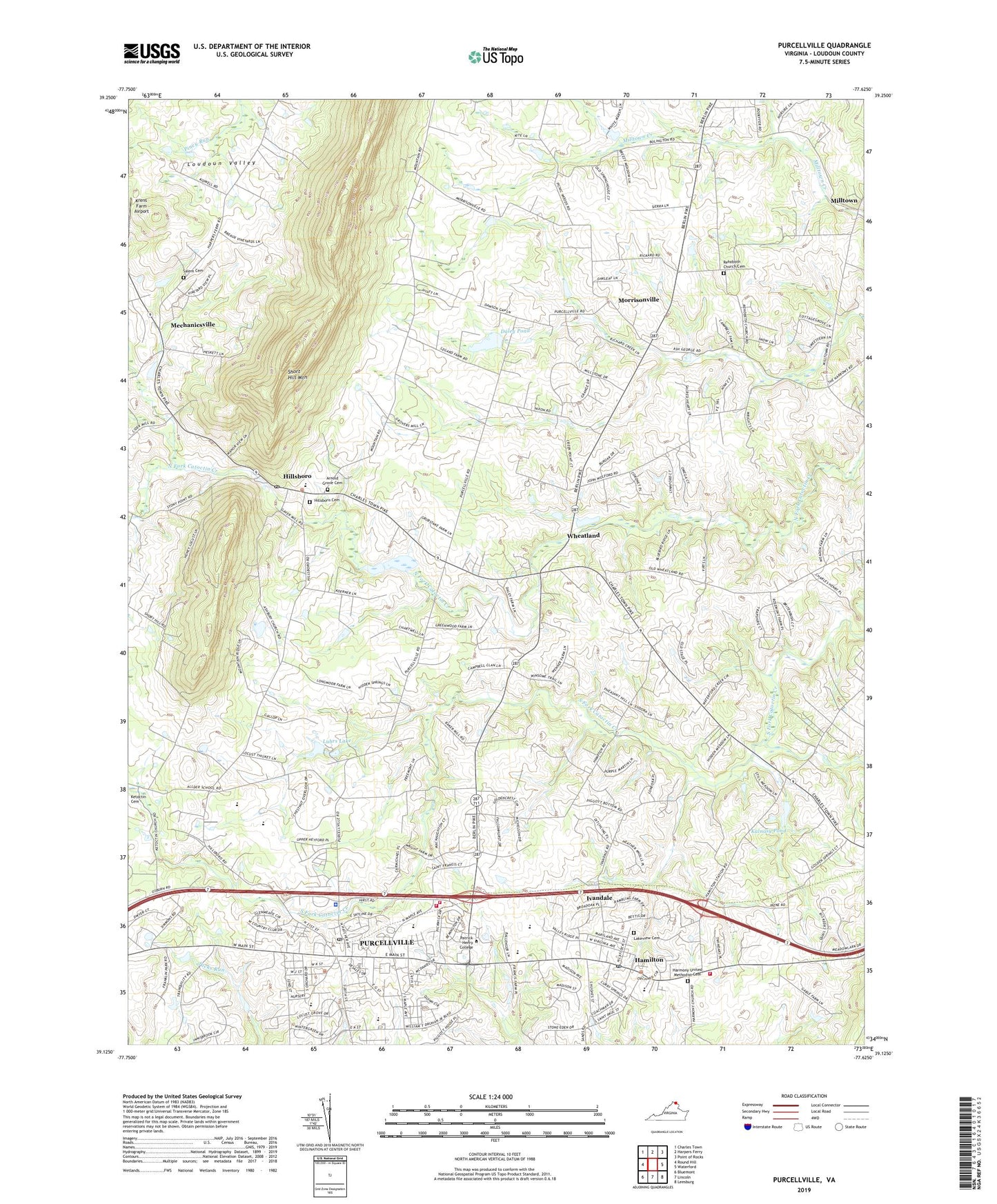 Purcellville Virginia US Topo Map Image