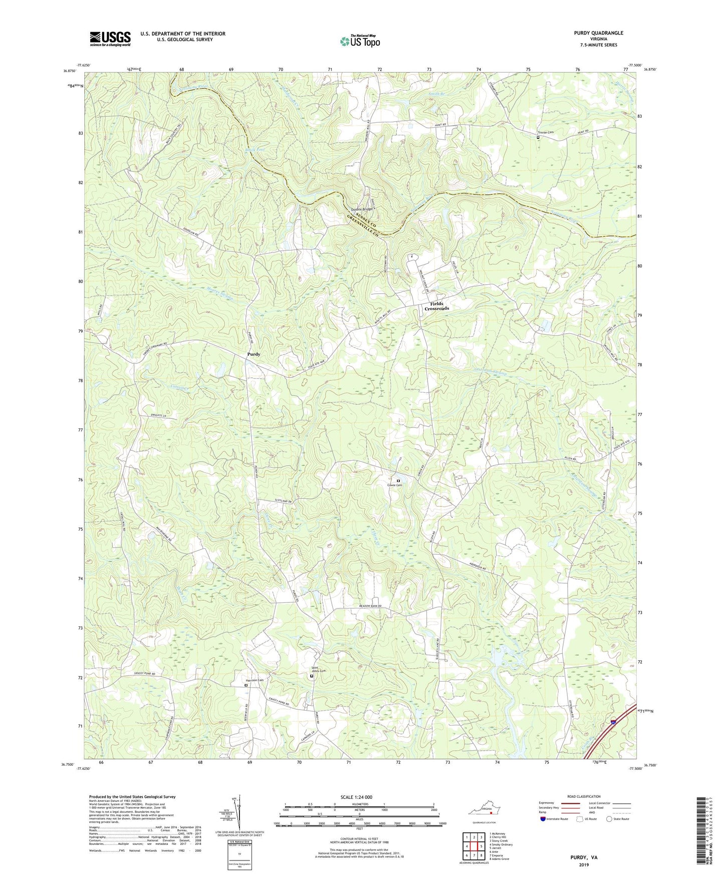 Purdy Virginia US Topo Map Image