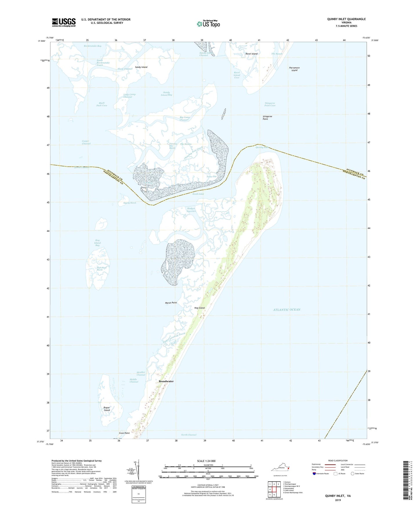 Quinby Inlet Virginia US Topo Map Image
