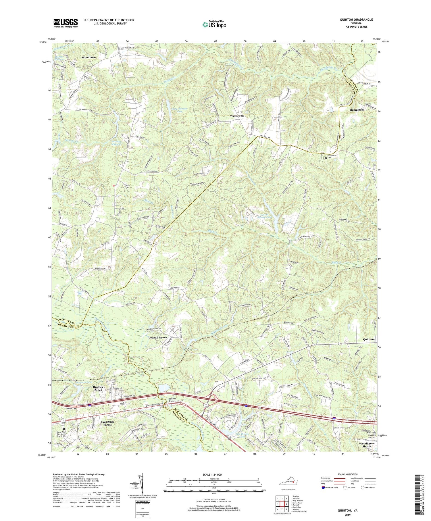 Quinton Virginia US Topo Map Image