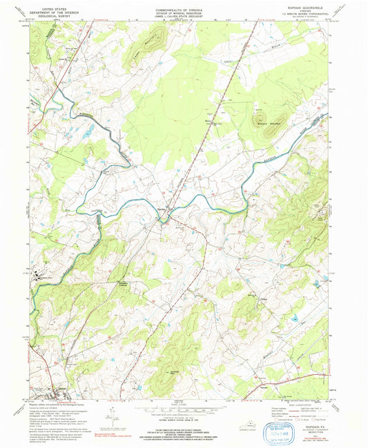 Classic USGS Rapidan Virginia 7.5'x7.5' Topo Map Image
