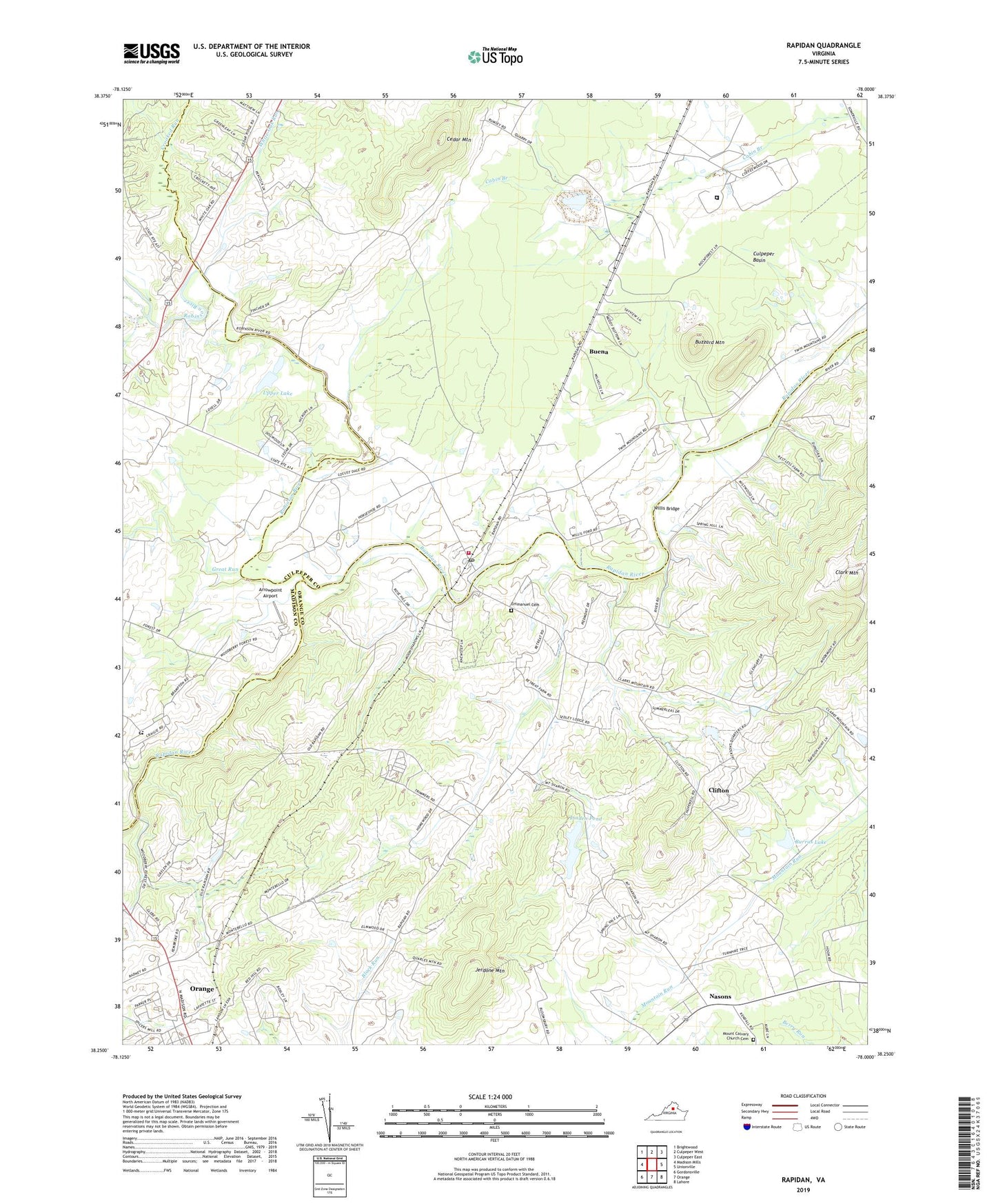 Rapidan Virginia US Topo Map Image