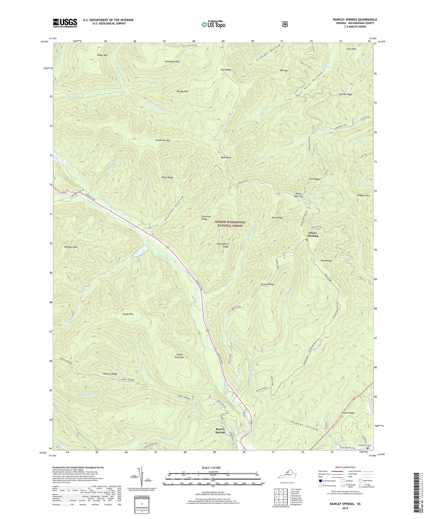 Rawley Springs Virginia US Topo Map Image