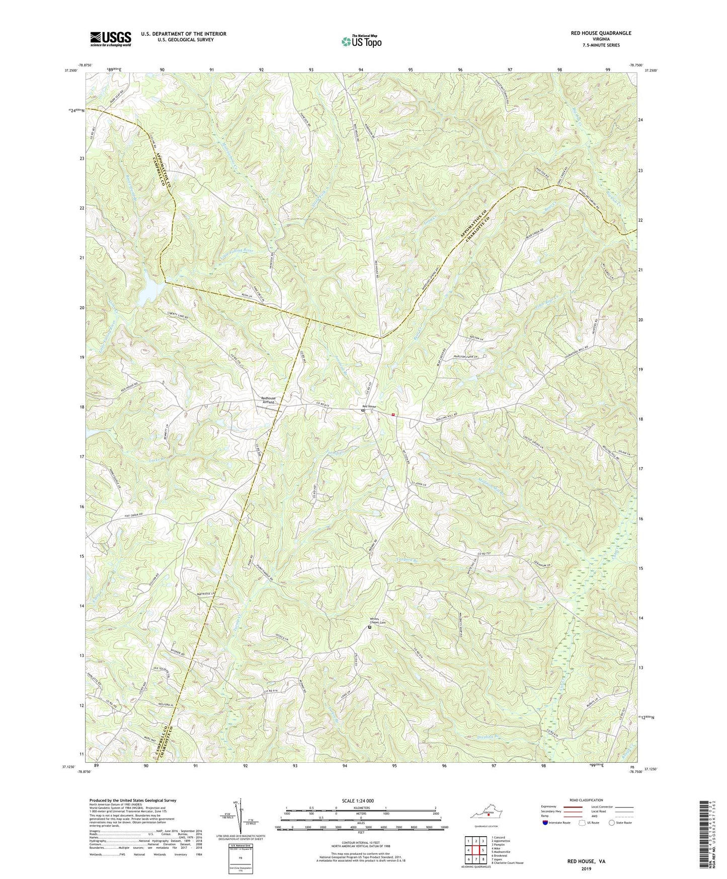 Red House Virginia US Topo Map Image