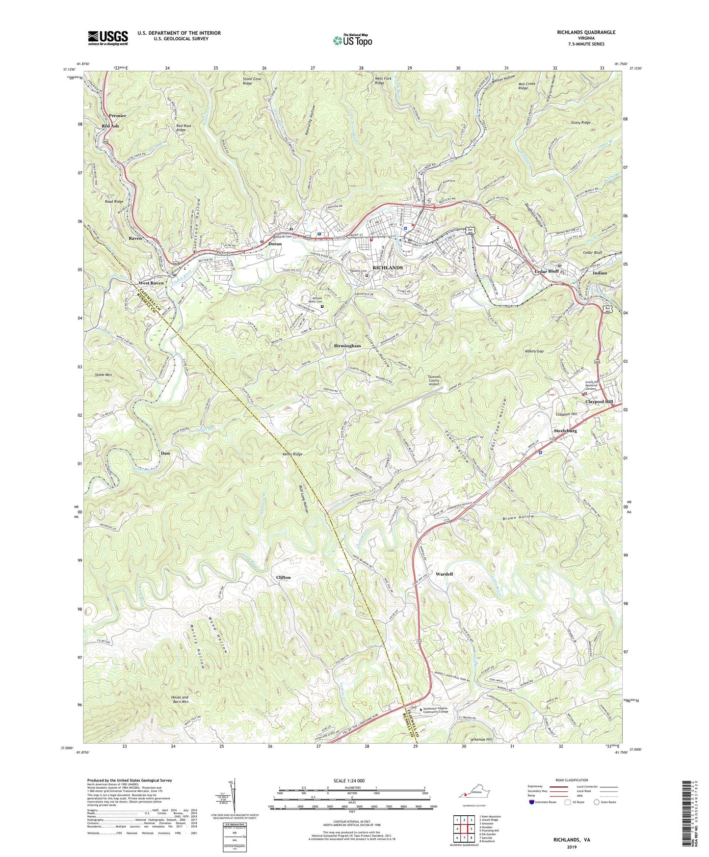 Richlands Virginia US Topo Map Image