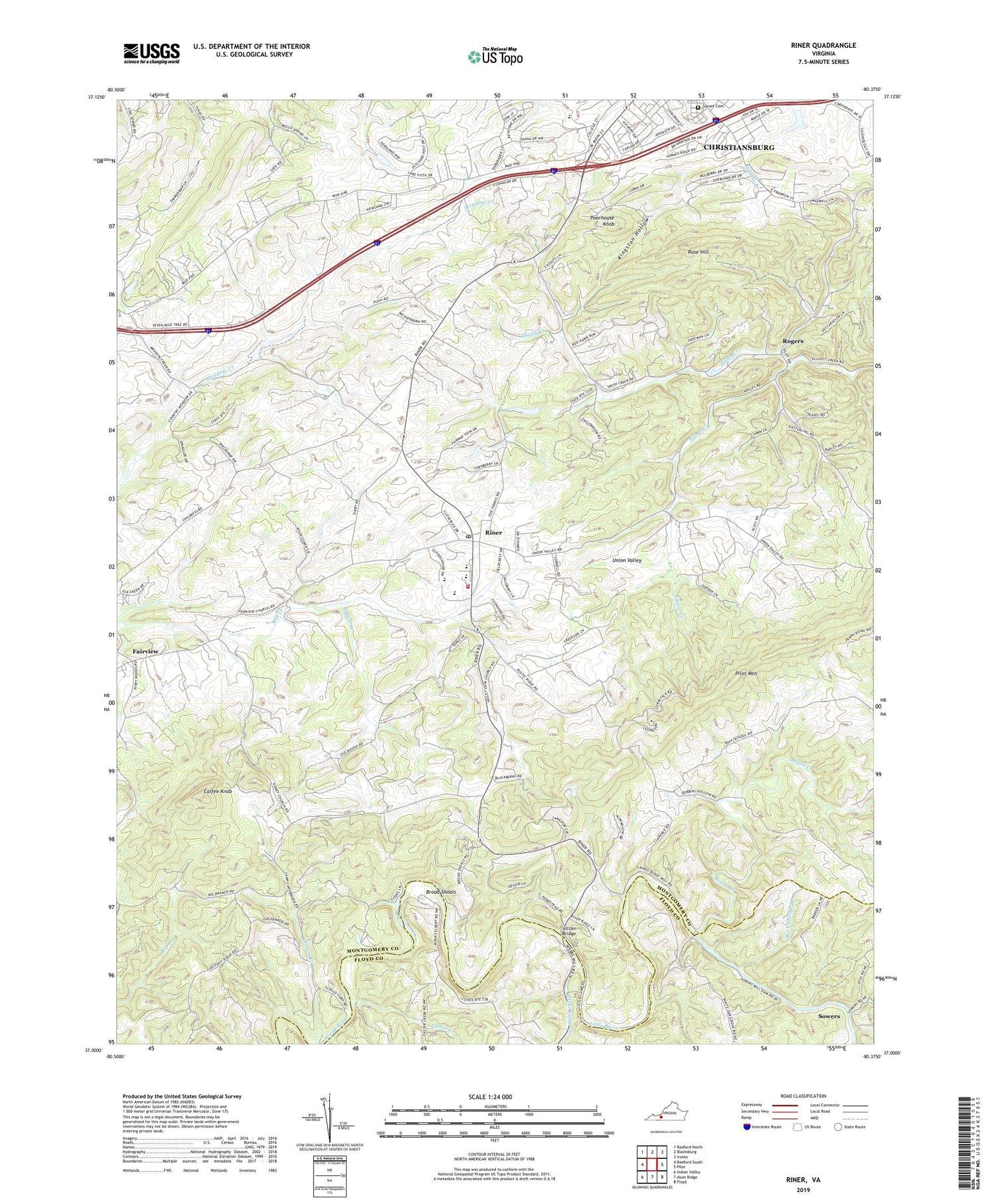 Riner Virginia US Topo Map Image