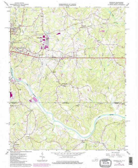 Classic USGS Ringgold Virginia 7.5'x7.5' Topo Map Image
