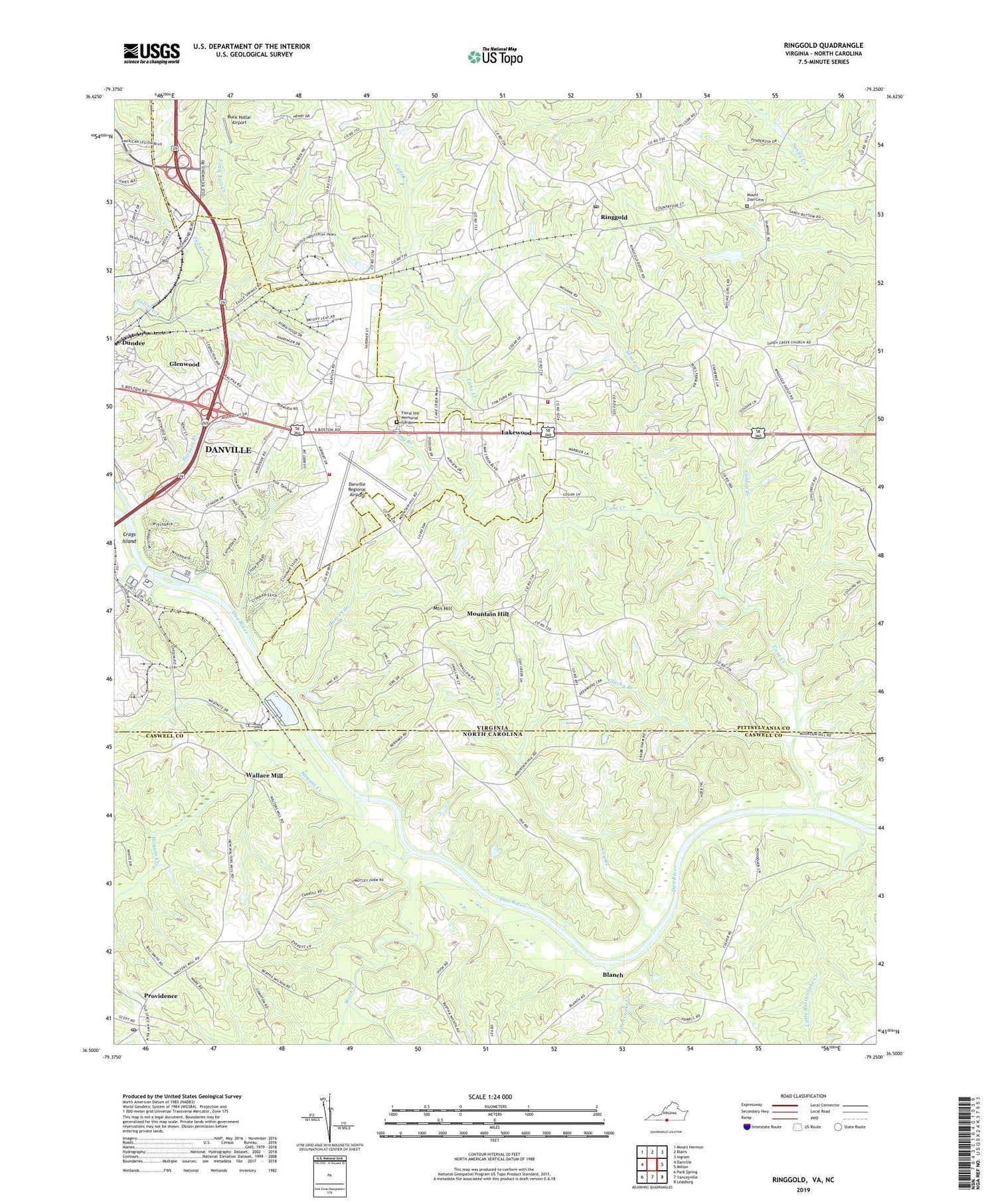 Ringgold Virginia US Topo Map Image