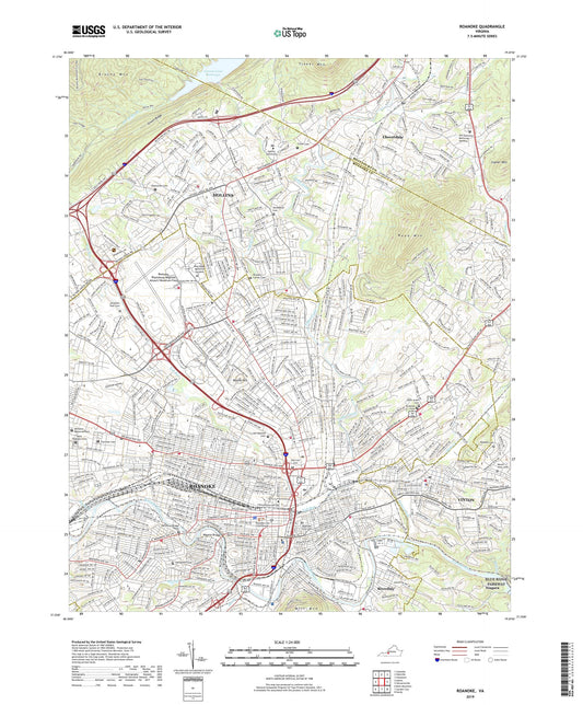 Roanoke Virginia US Topo Map Image