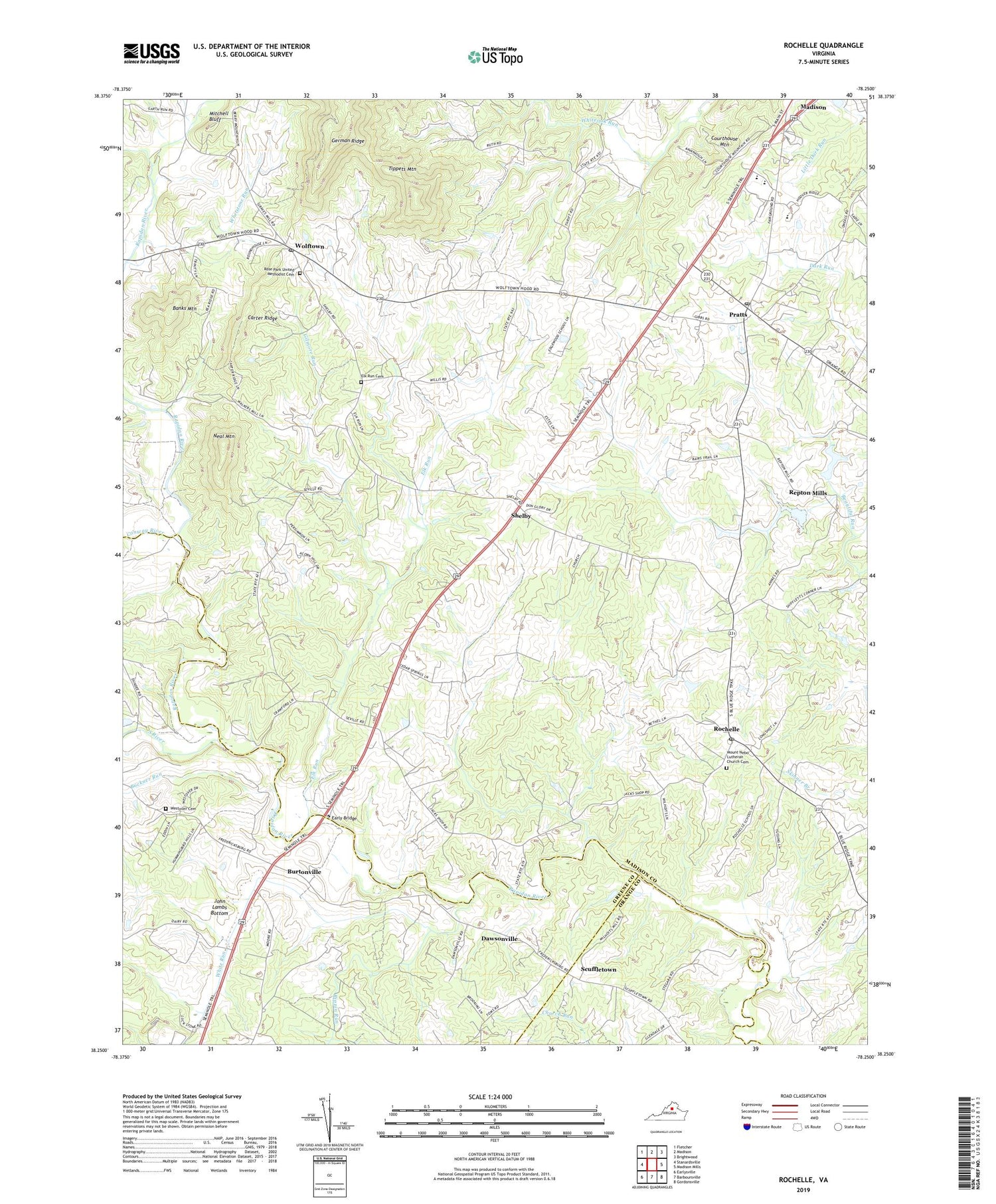 Rochelle Virginia US Topo Map Image