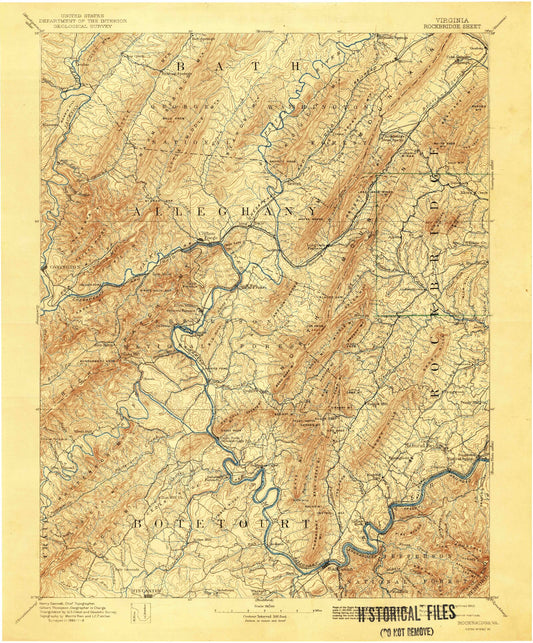 Historic 1894 Rockbridge Virginia 30'x30' Topo Map Image