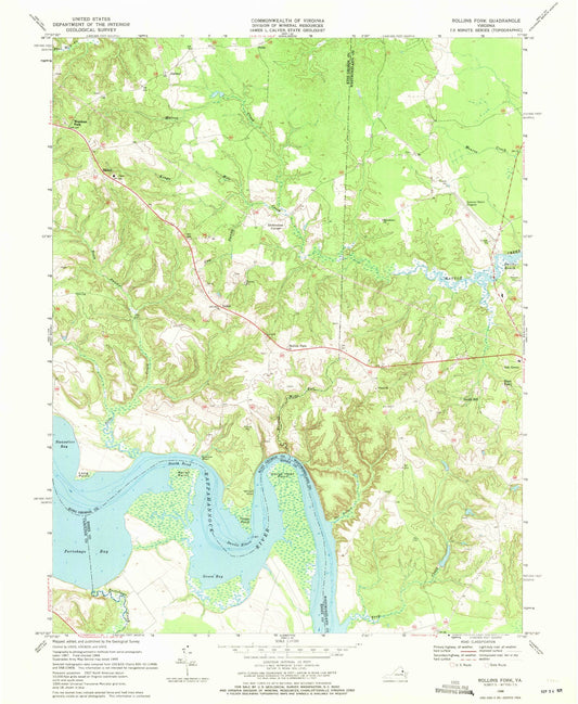 Classic USGS Rollins Fork Virginia 7.5'x7.5' Topo Map Image