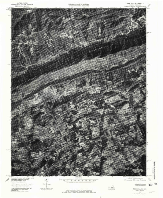Classic USGS Rose Hill Virginia 7.5'x7.5' Topo Map Image