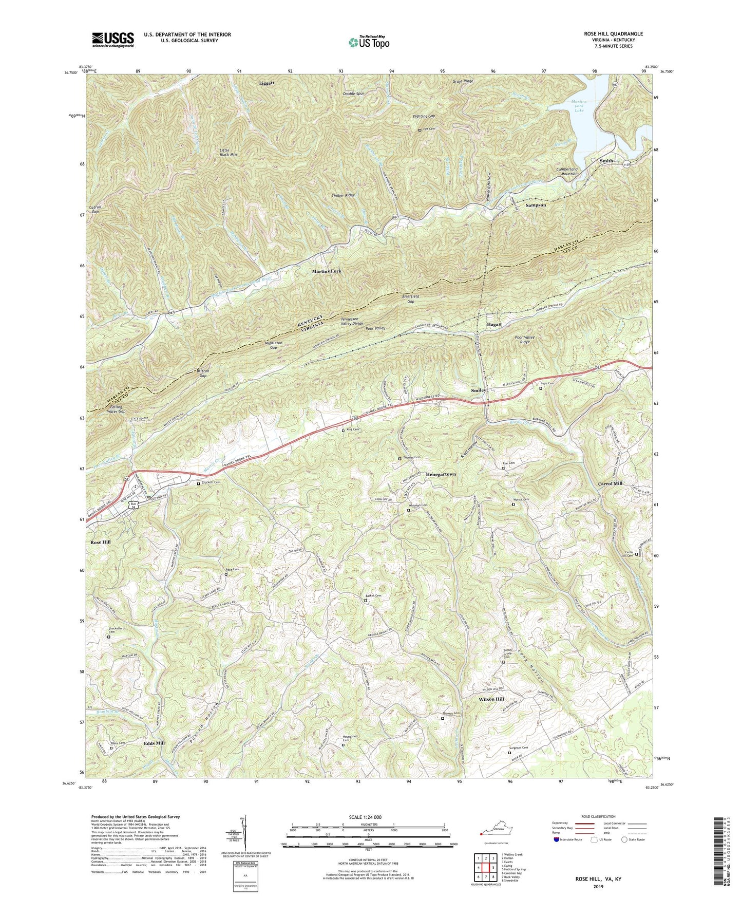 Rose Hill Virginia US Topo Map Image
