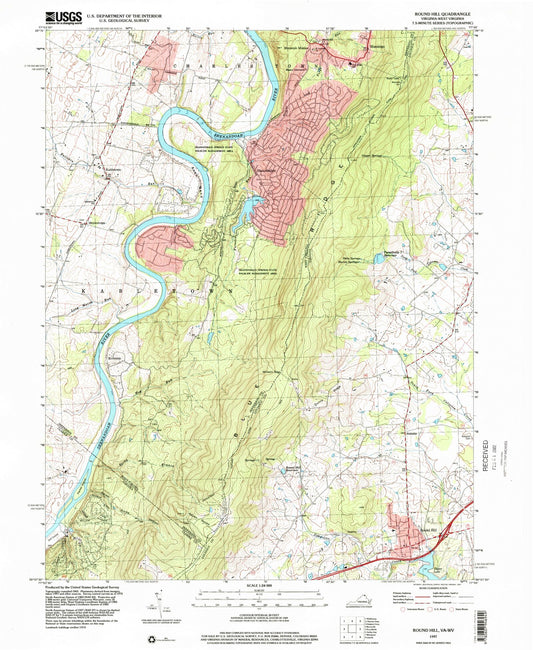 Classic USGS Round Hill Virginia 7.5'x7.5' Topo Map Image