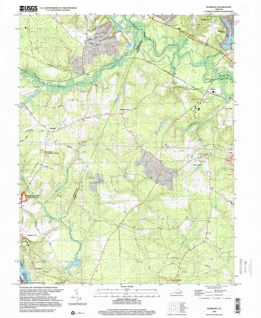 Classic USGS Roxbury Virginia 7.5'x7.5' Topo Map Image