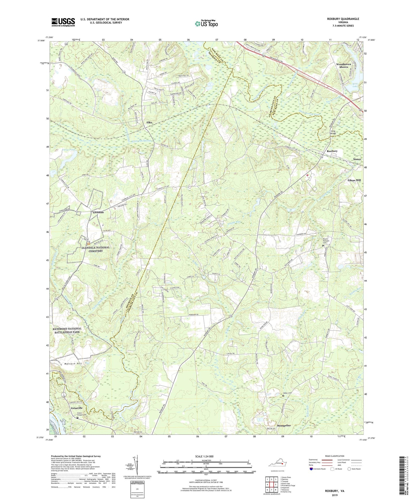 Roxbury Virginia US Topo Map Image