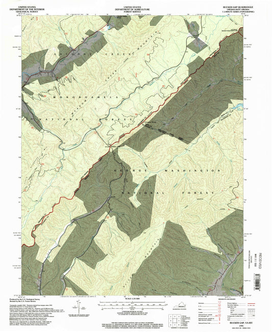 Classic USGS Rucker Gap Virginia 7.5'x7.5' Topo Map Image