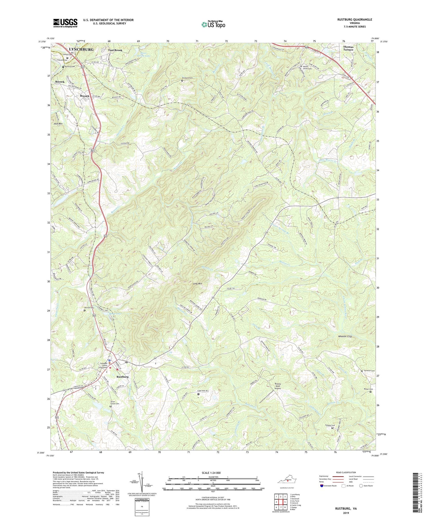 Rustburg Virginia US Topo Map Image