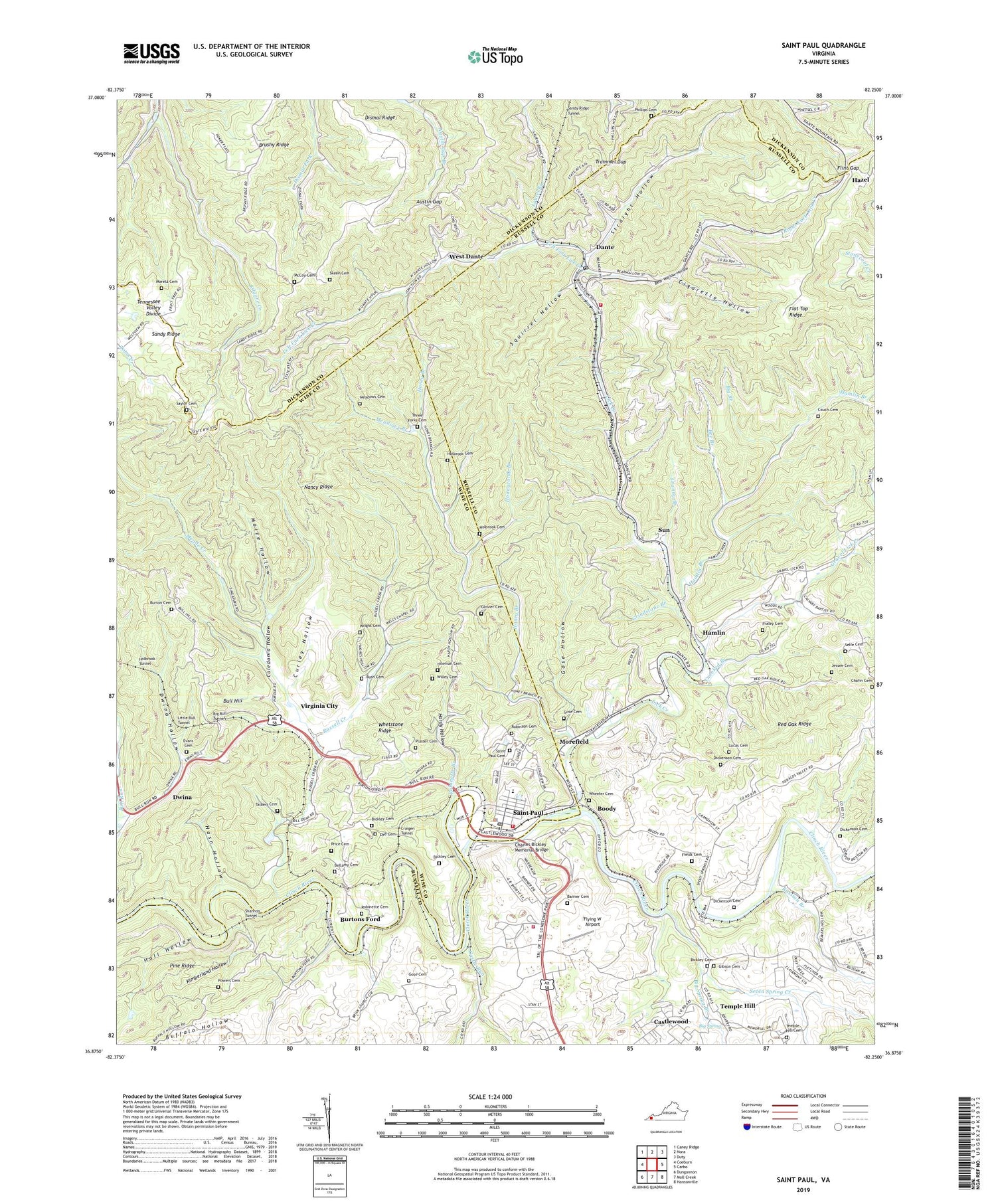 Saint Paul Virginia US Topo Map Image