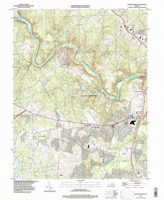 Classic USGS Salem Church Virginia 7.5'x7.5' Topo Map Image