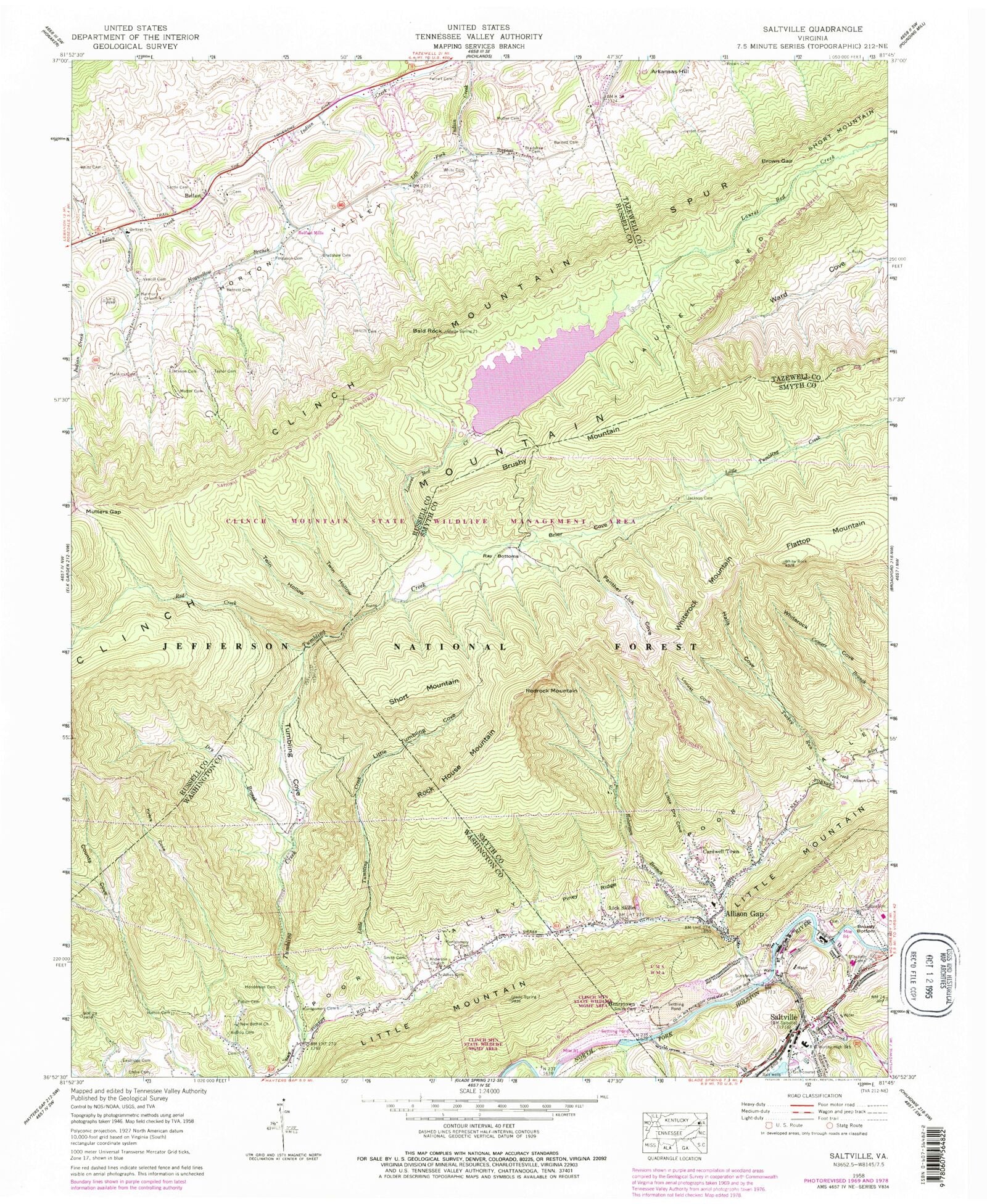 Classic USGS Saltville Virginia 7.5'x7.5' Topo Map – MyTopo