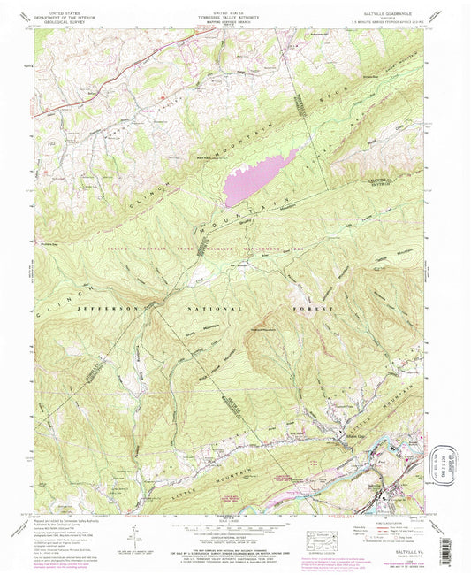 Classic USGS Saltville Virginia 7.5'x7.5' Topo Map Image