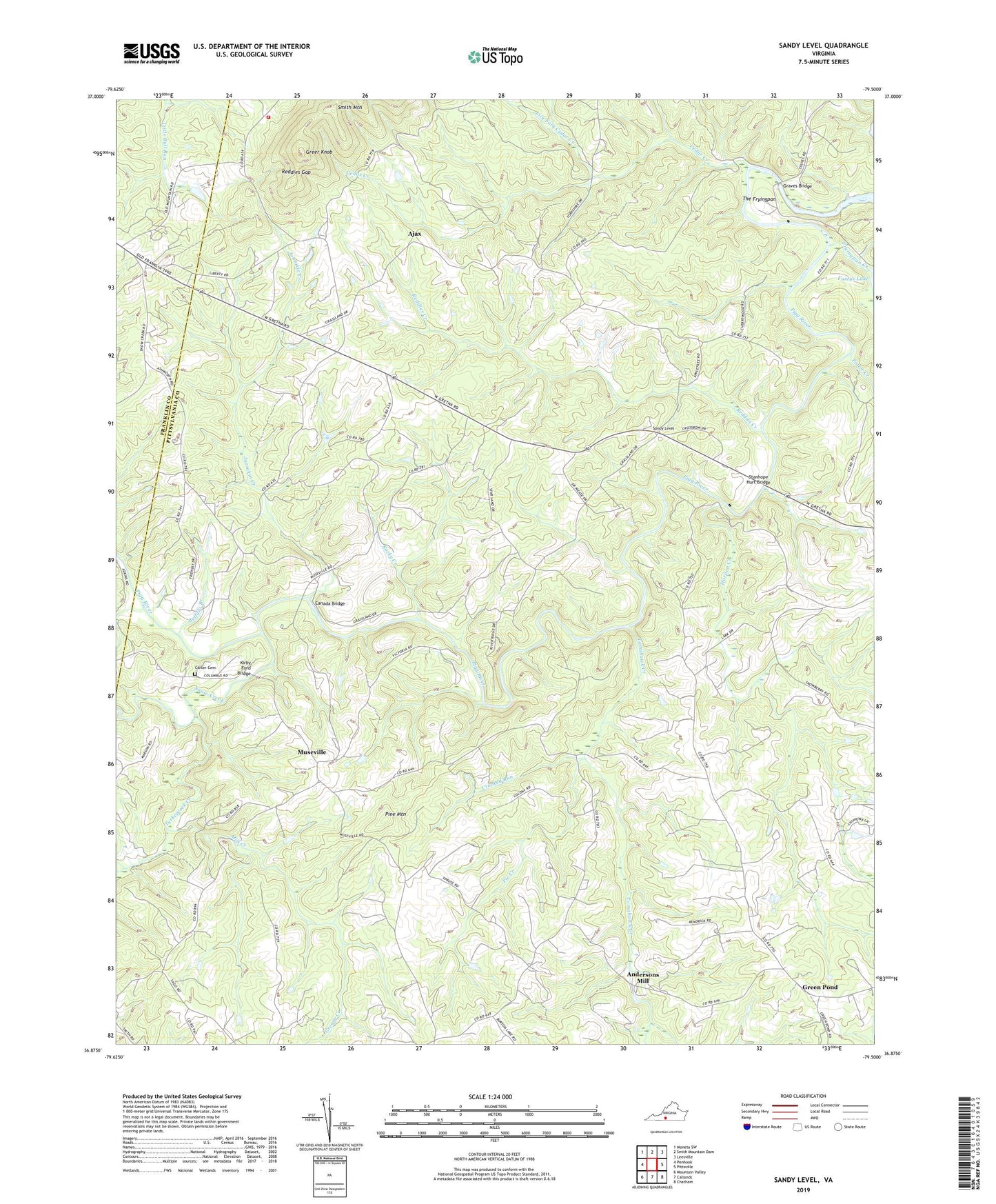 Sandy Level Virginia US Topo Map Image