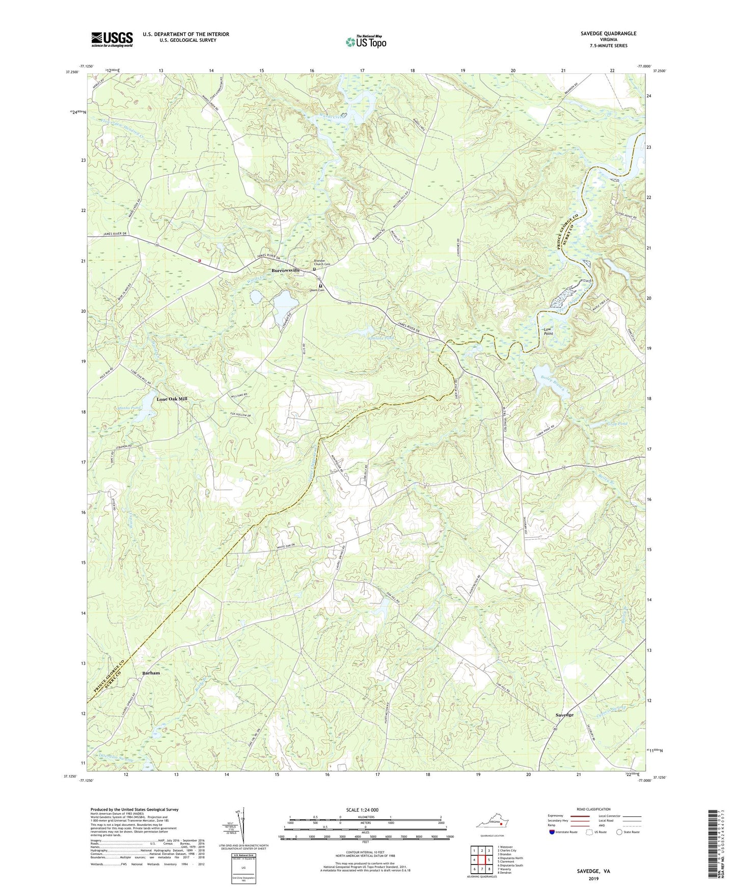 Savedge Virginia US Topo Map Image