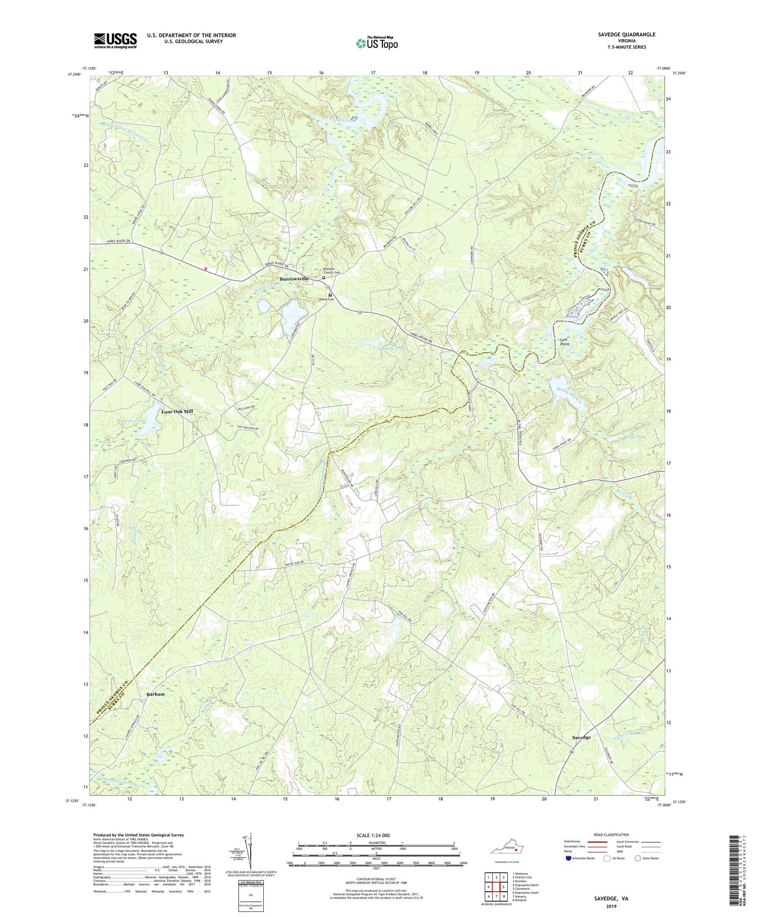 Savedge Virginia US Topo Map Image