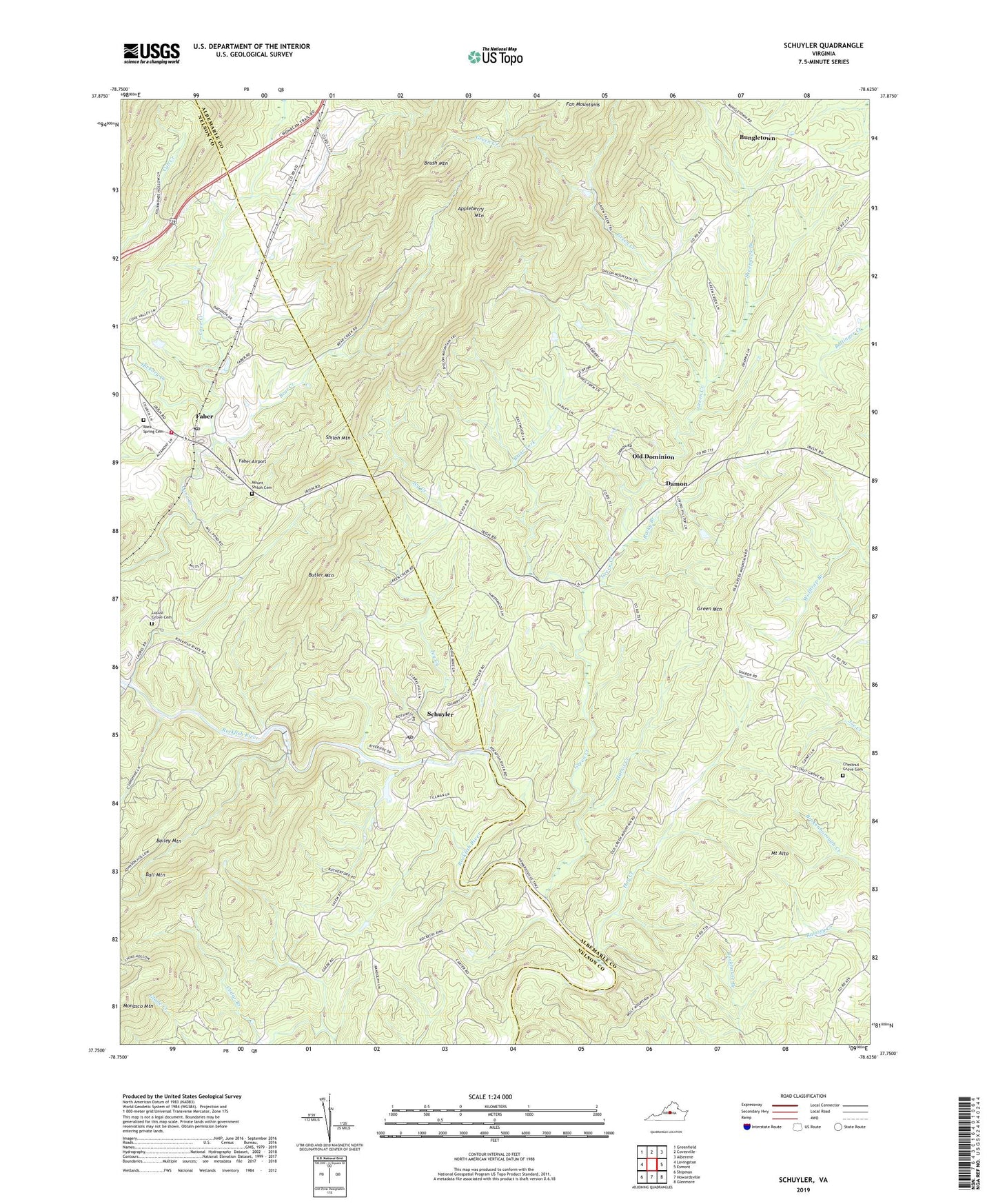 Schuyler Virginia US Topo Map Image