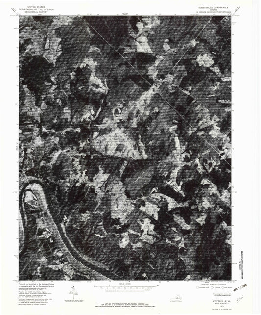 Classic USGS Scottsburg Virginia 7.5'x7.5' Topo Map Image