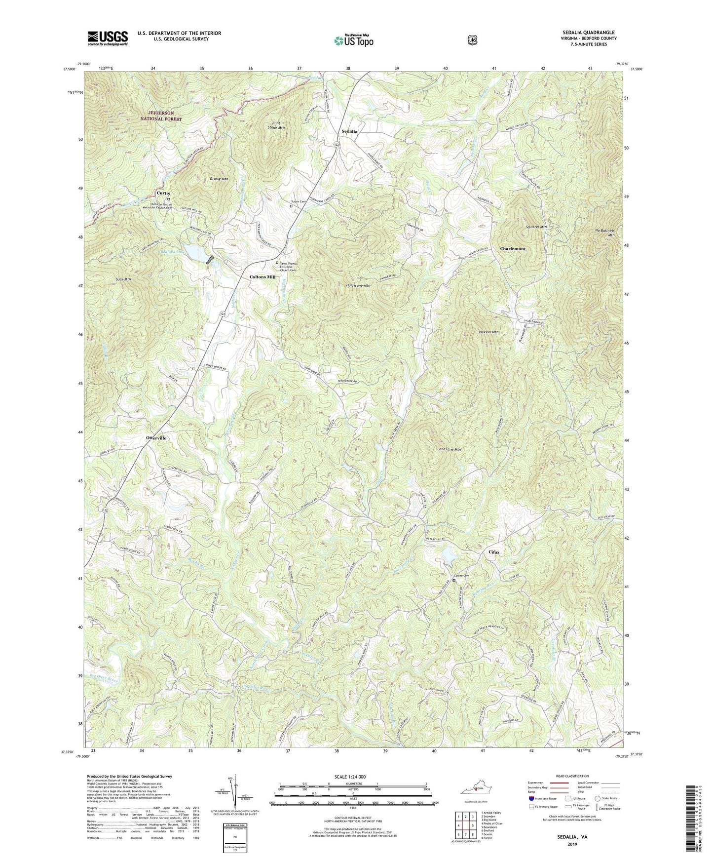 Sedalia Virginia US Topo Map Image
