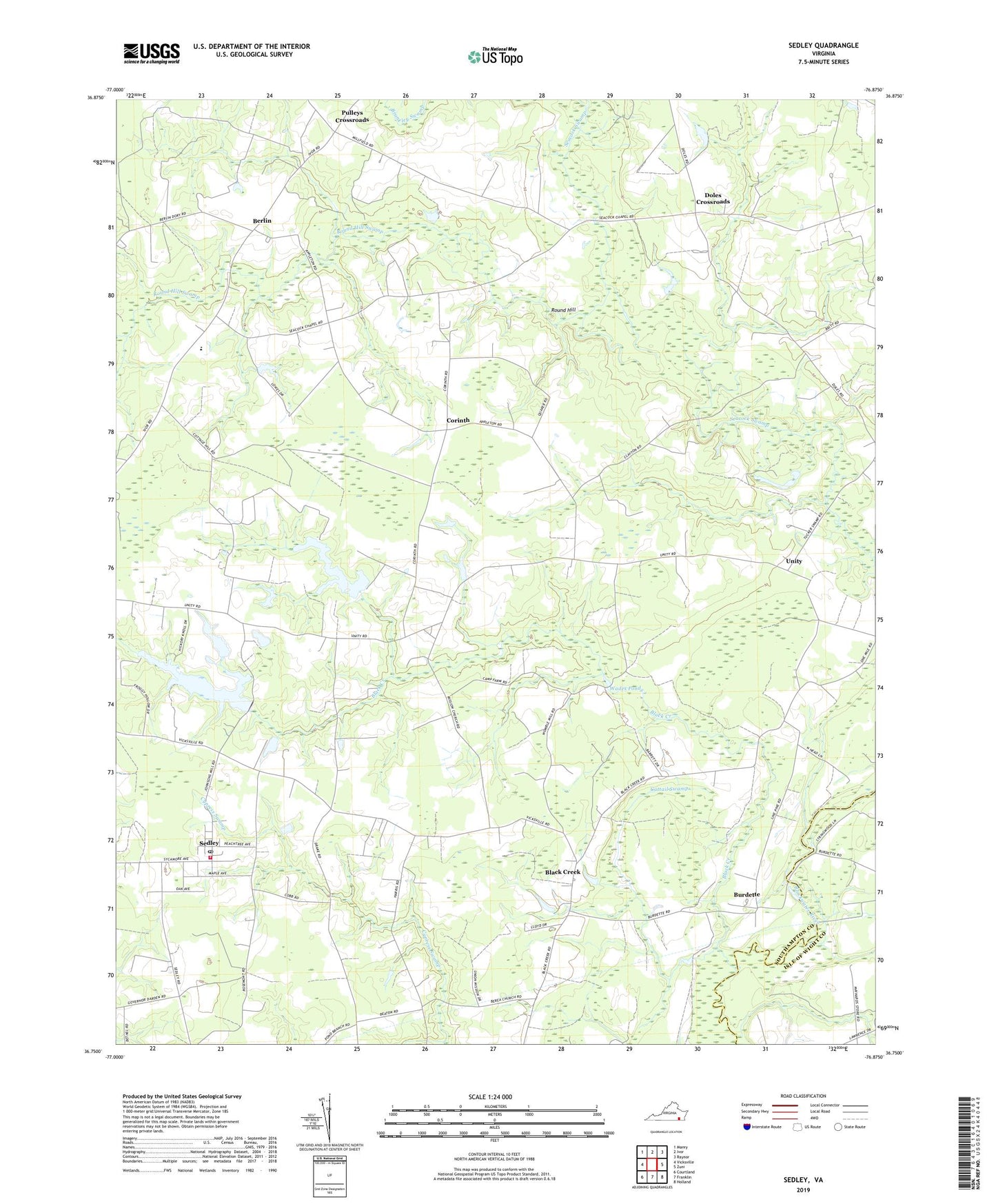Sedley Virginia US Topo Map Image