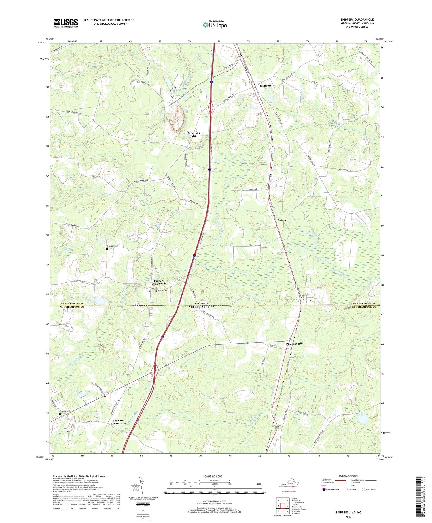 Skippers Virginia US Topo Map Image