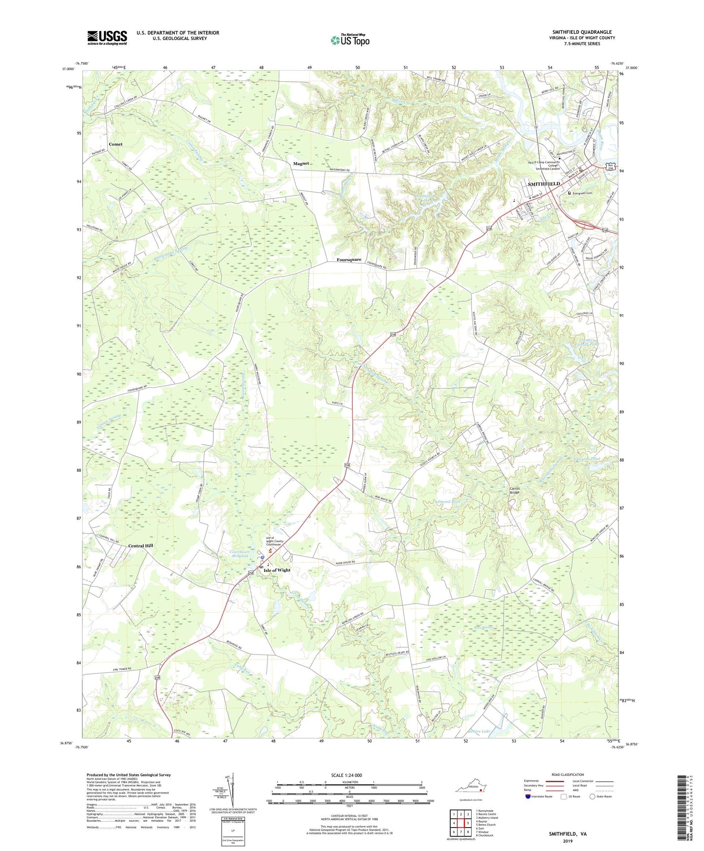 Smithfield Virginia US Topo Map Image