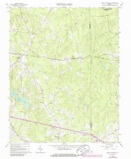 Classic USGS Smoky Ordinary Virginia 7.5'x7.5' Topo Map Image
