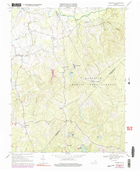 Classic USGS Somerville Virginia 7.5'x7.5' Topo Map Image