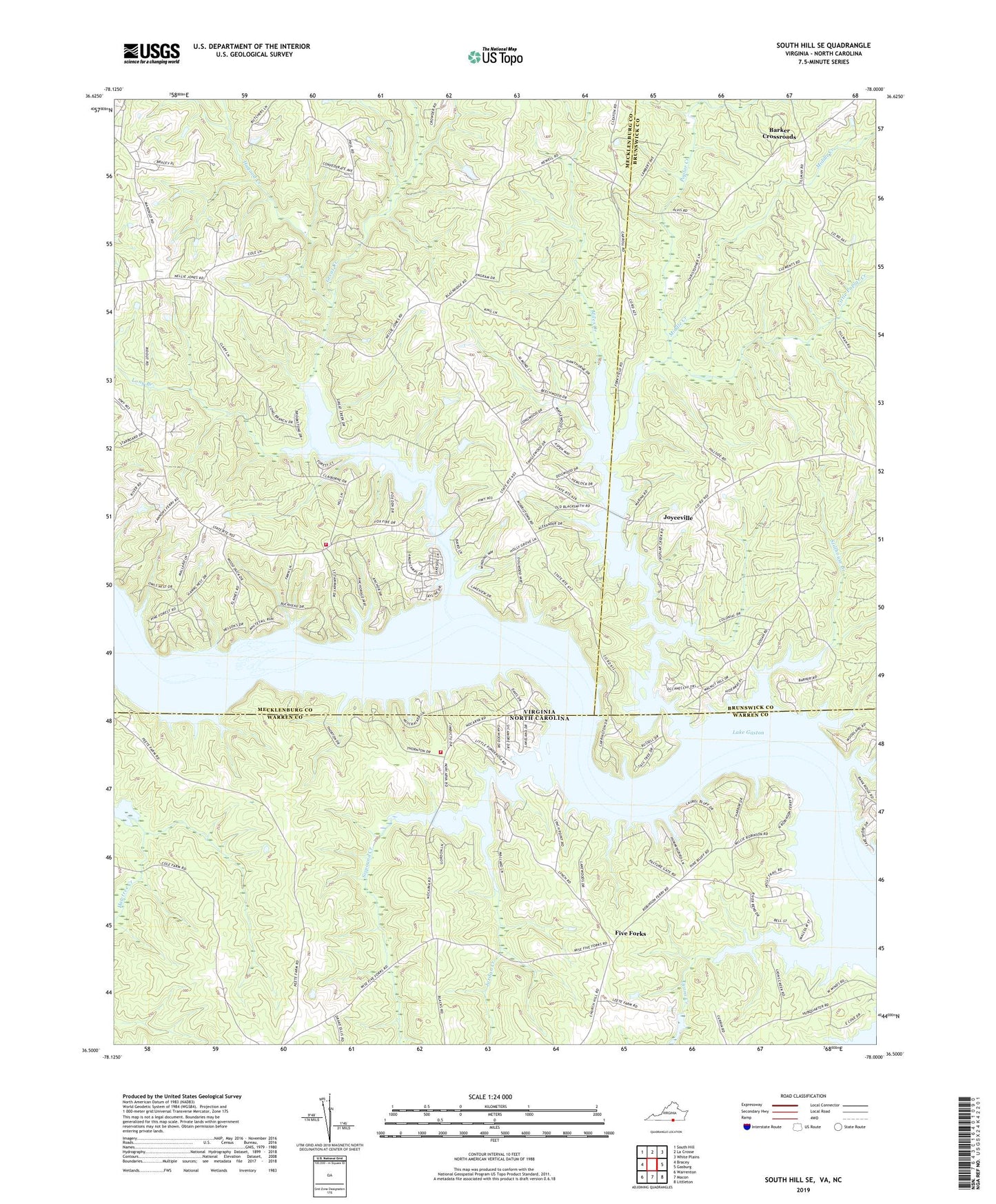South Hill SE Virginia US Topo Map Image