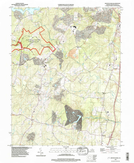 Classic USGS Spotsylvania Virginia 7.5'x7.5' Topo Map Image