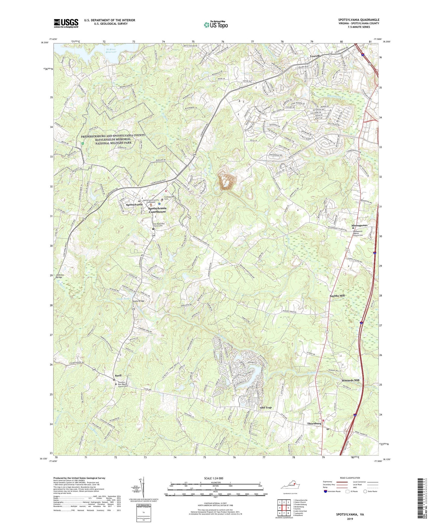 Spotsylvania Virginia US Topo Map Image