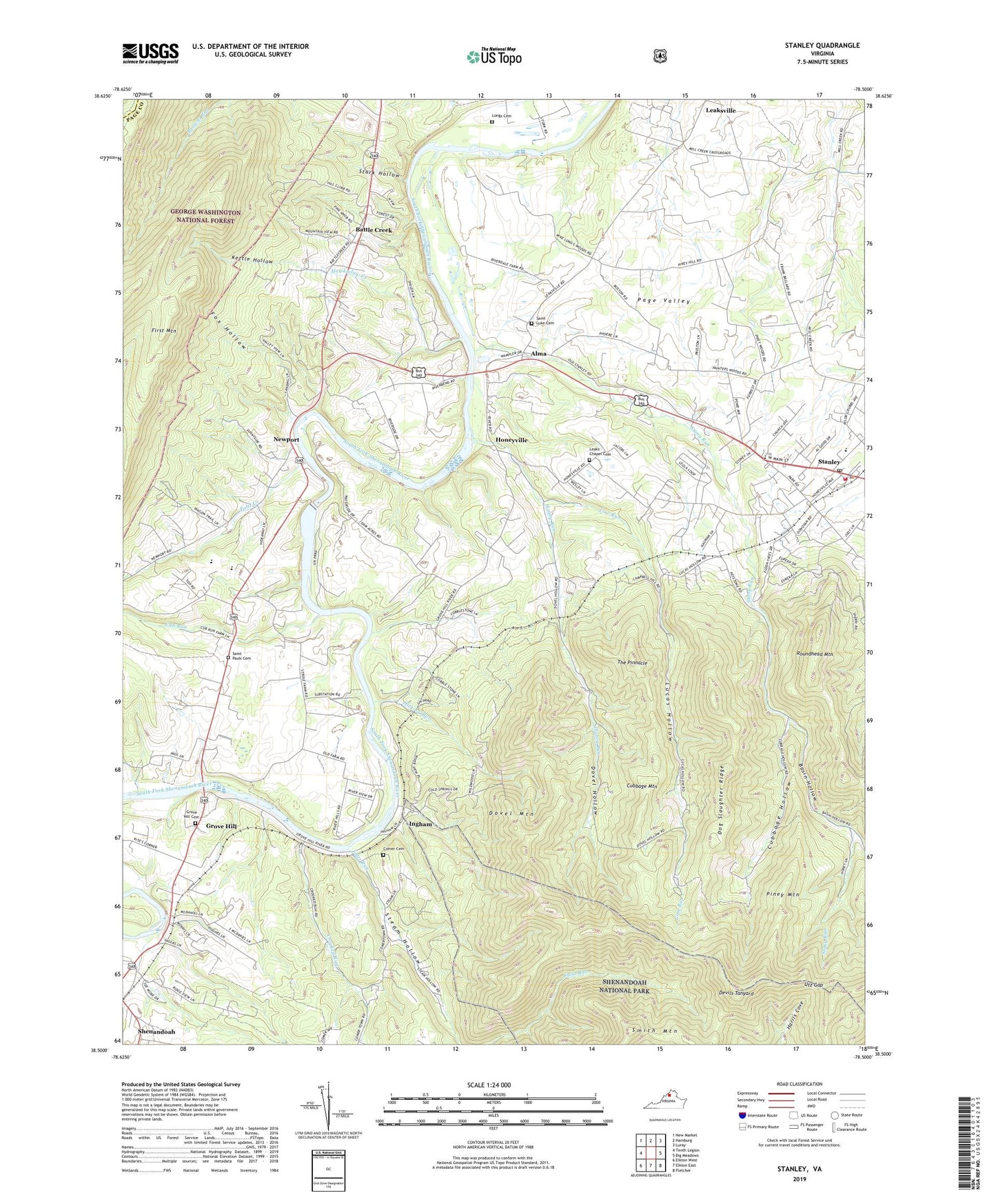 Stanley Virginia US Topo Map Image