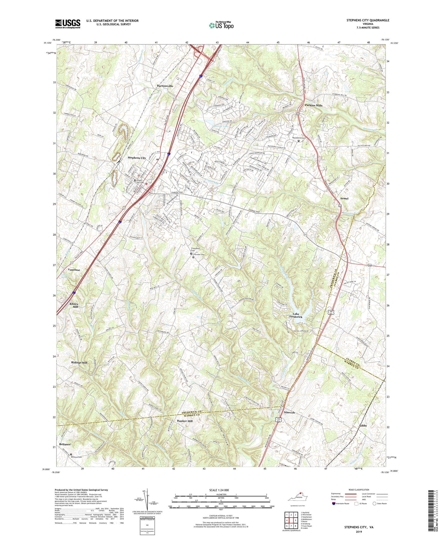 Stephens City Virginia US Topo Map Image