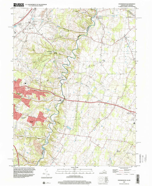 Classic USGS Stephenson Virginia 7.5'x7.5' Topo Map Image