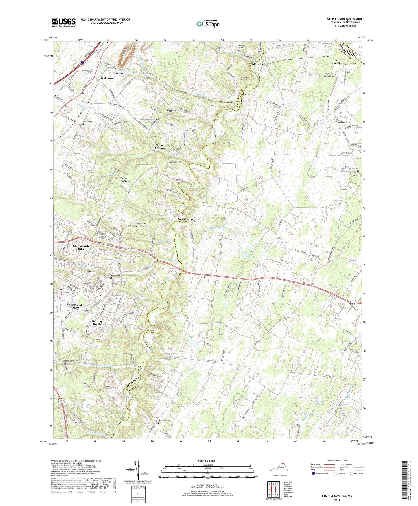 Stephenson Virginia US Topo Map Image