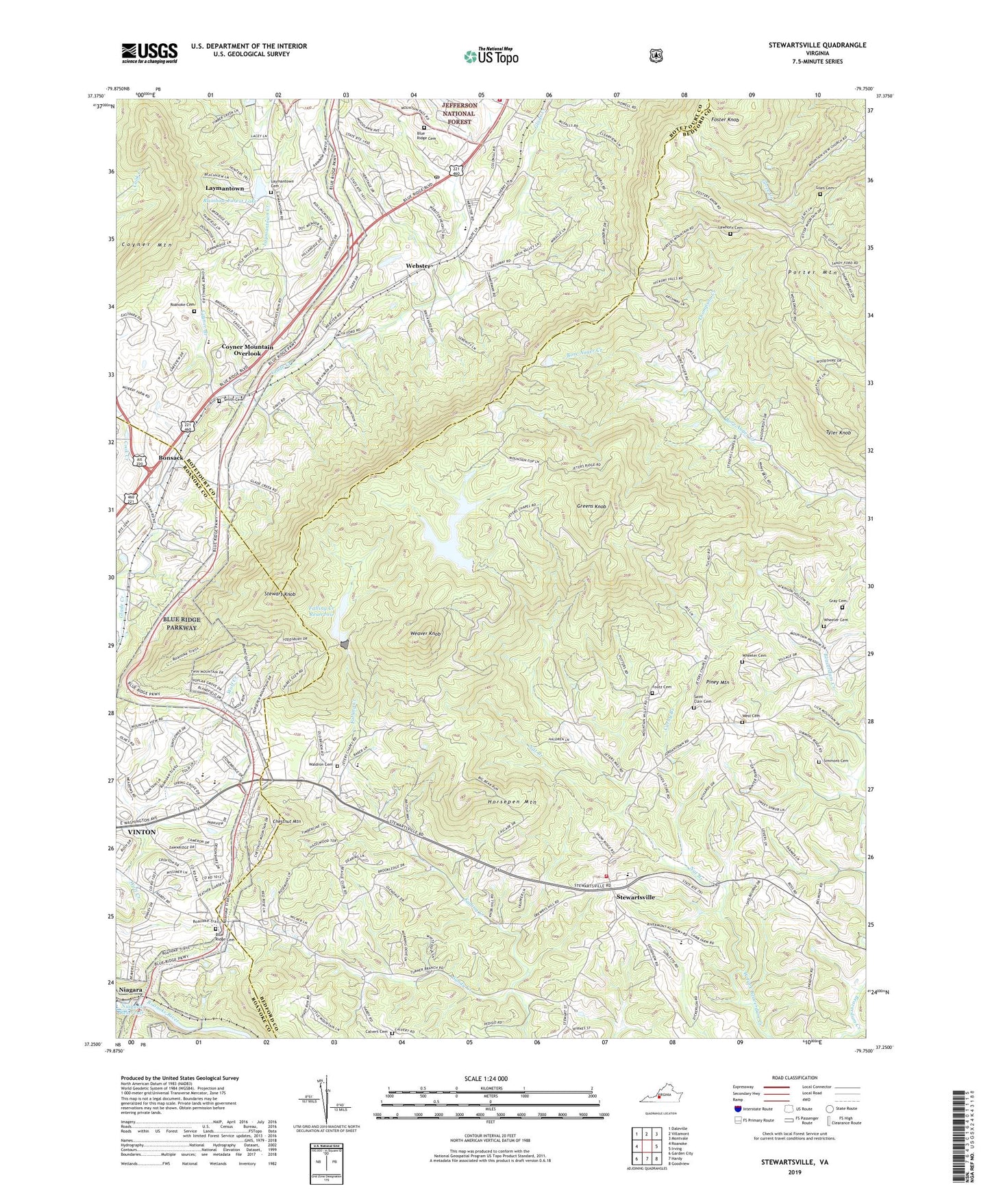 Stewartsville Virginia US Topo Map Image