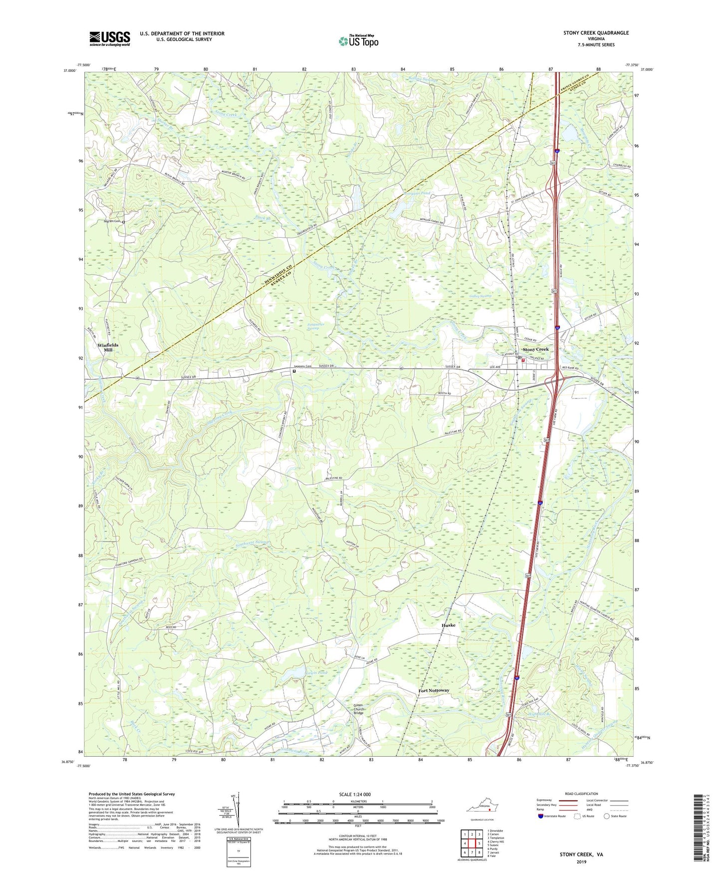 Stony Creek Virginia US Topo Map Image