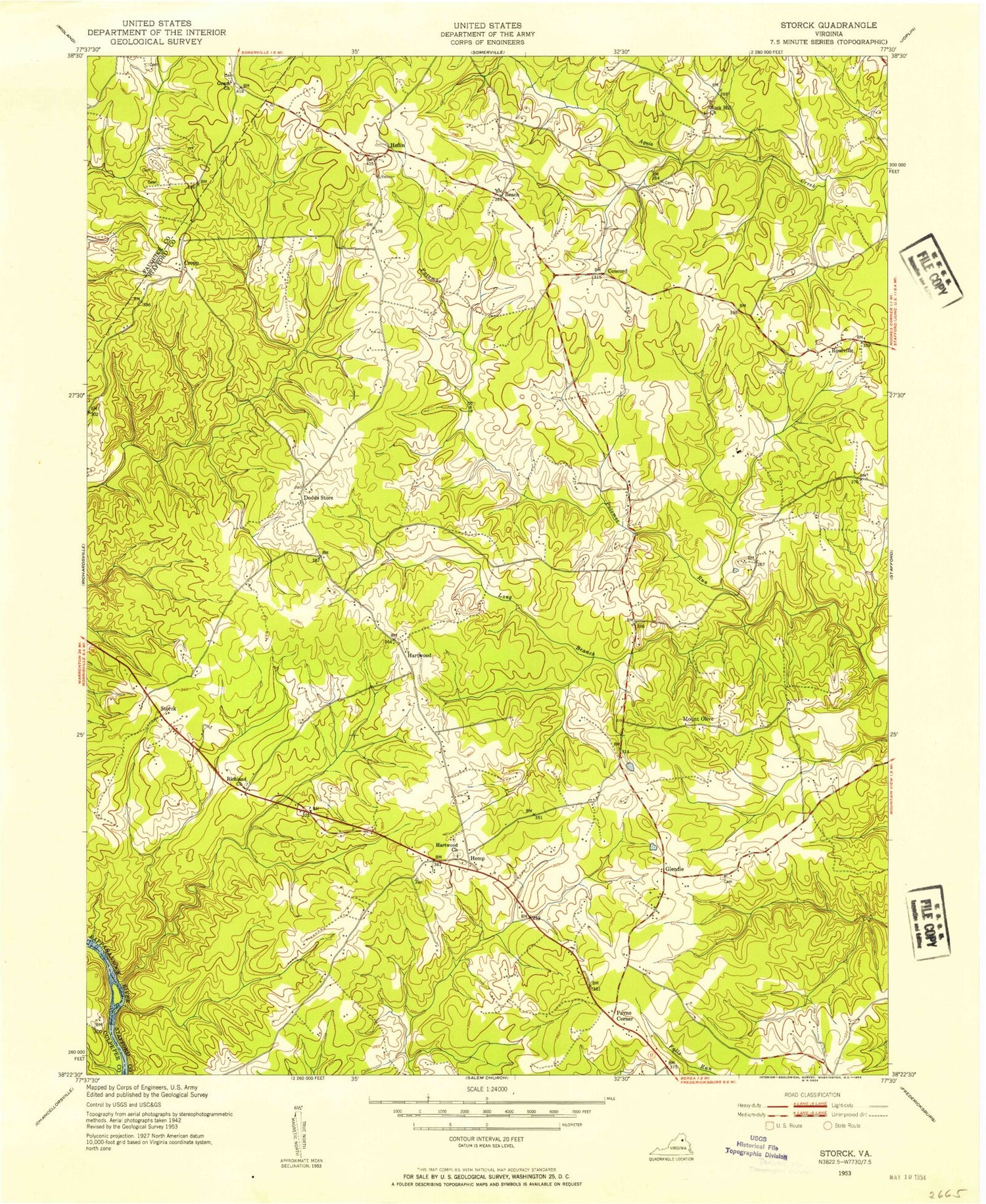 Classic USGS Storck Virginia 7.5'x7.5' Topo Map Image