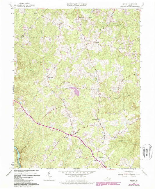 Classic USGS Storck Virginia 7.5'x7.5' Topo Map Image
